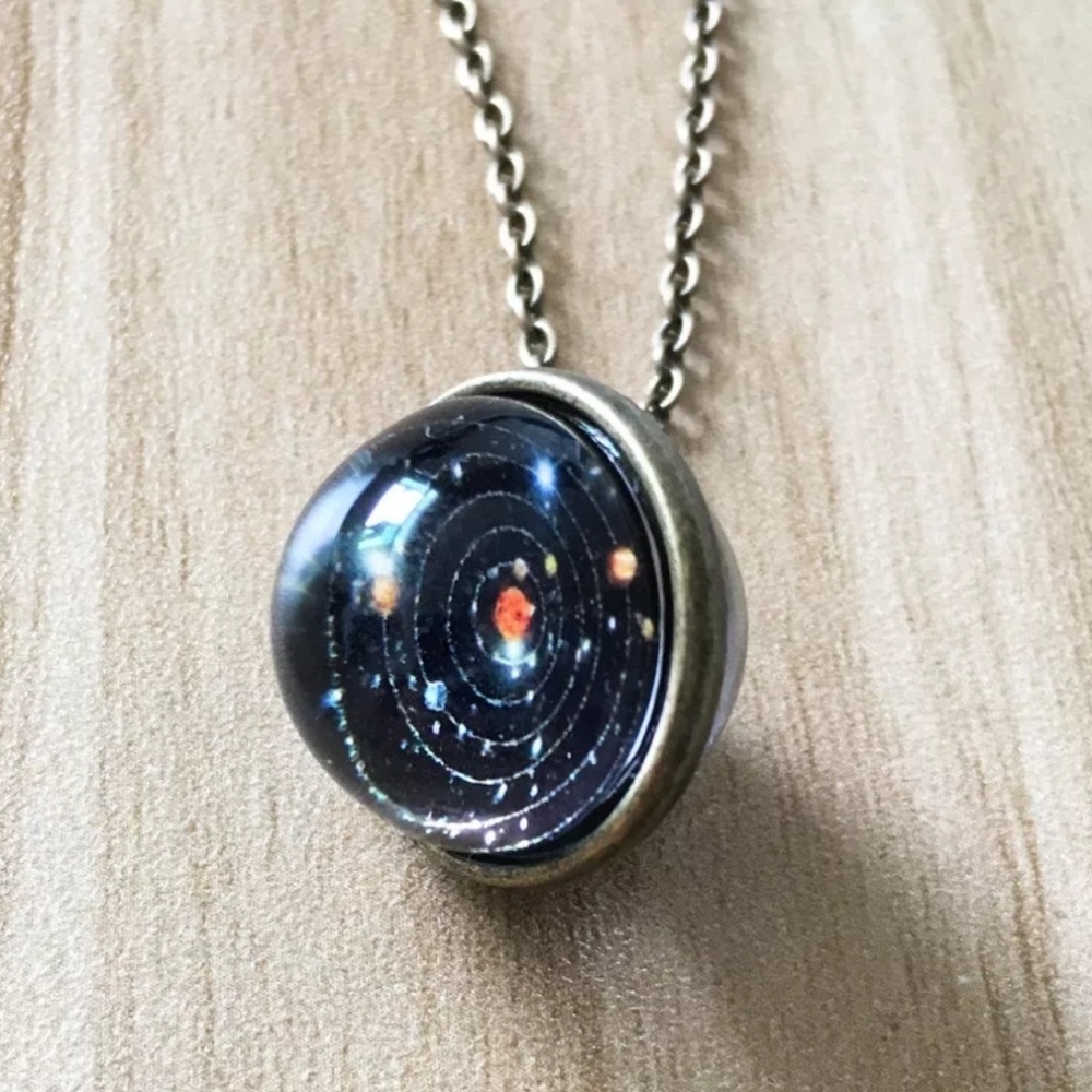 GLASS DOME SOLAR SYSTEM NECKLACE